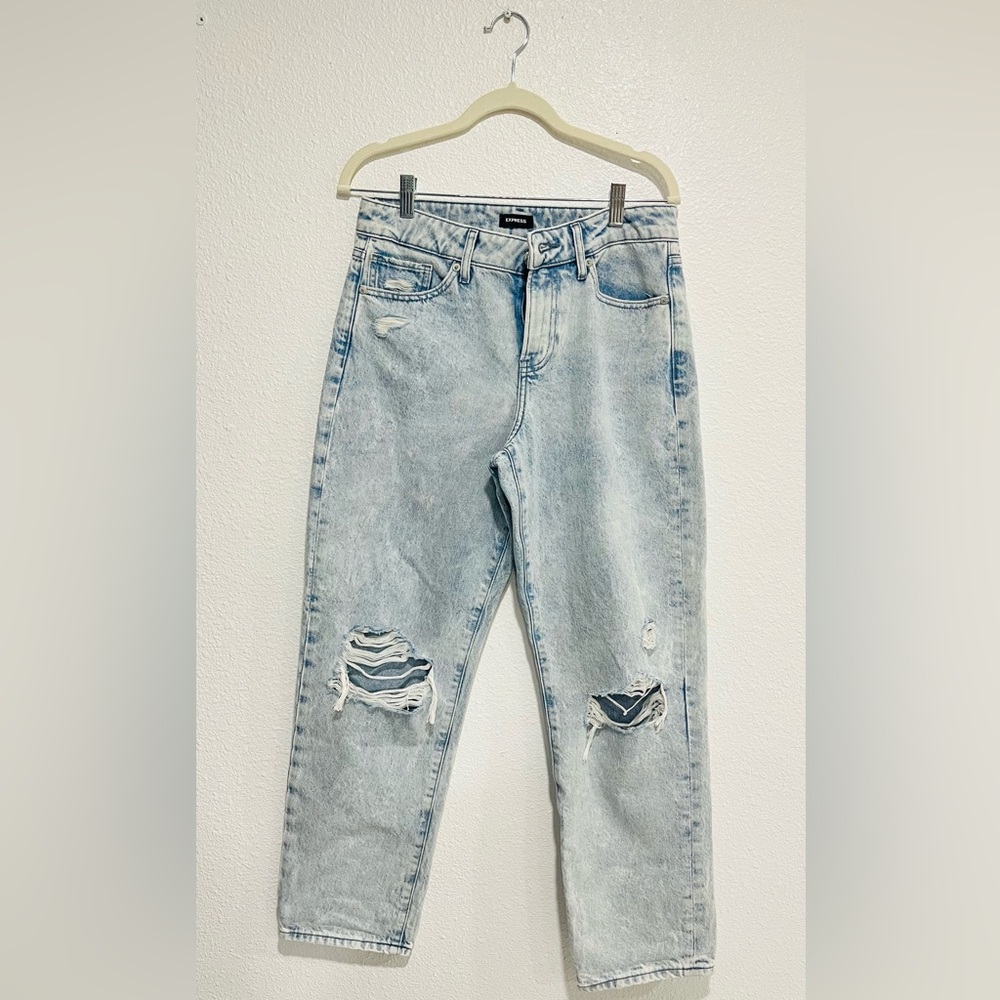 Express Light Blue Ripped Boyfriend Jeans
